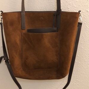 Reversible Faux Suede Leather Crossbody Tote